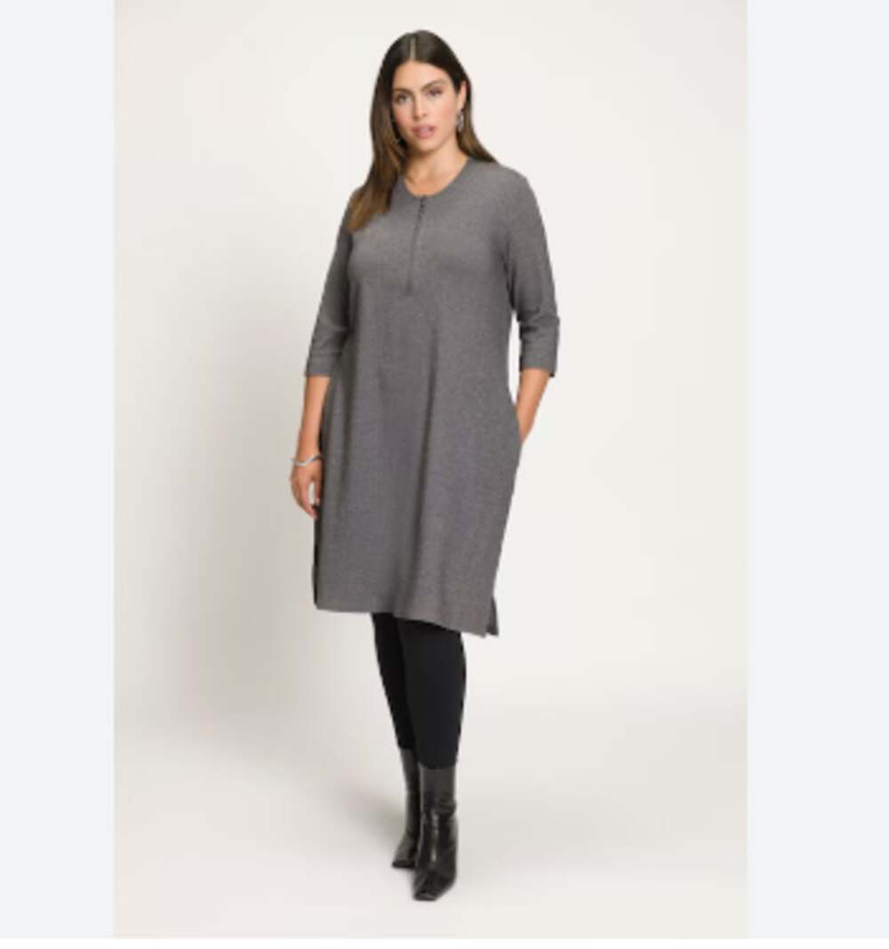 Ulla Popken Dark Gray Melange Stretch Knit Shift Dress Size 20/22